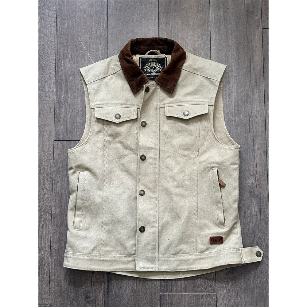 Roland Sands RSD Ramone Perforated Vest Tan Khaki Medium Biker‎ Motorcycle